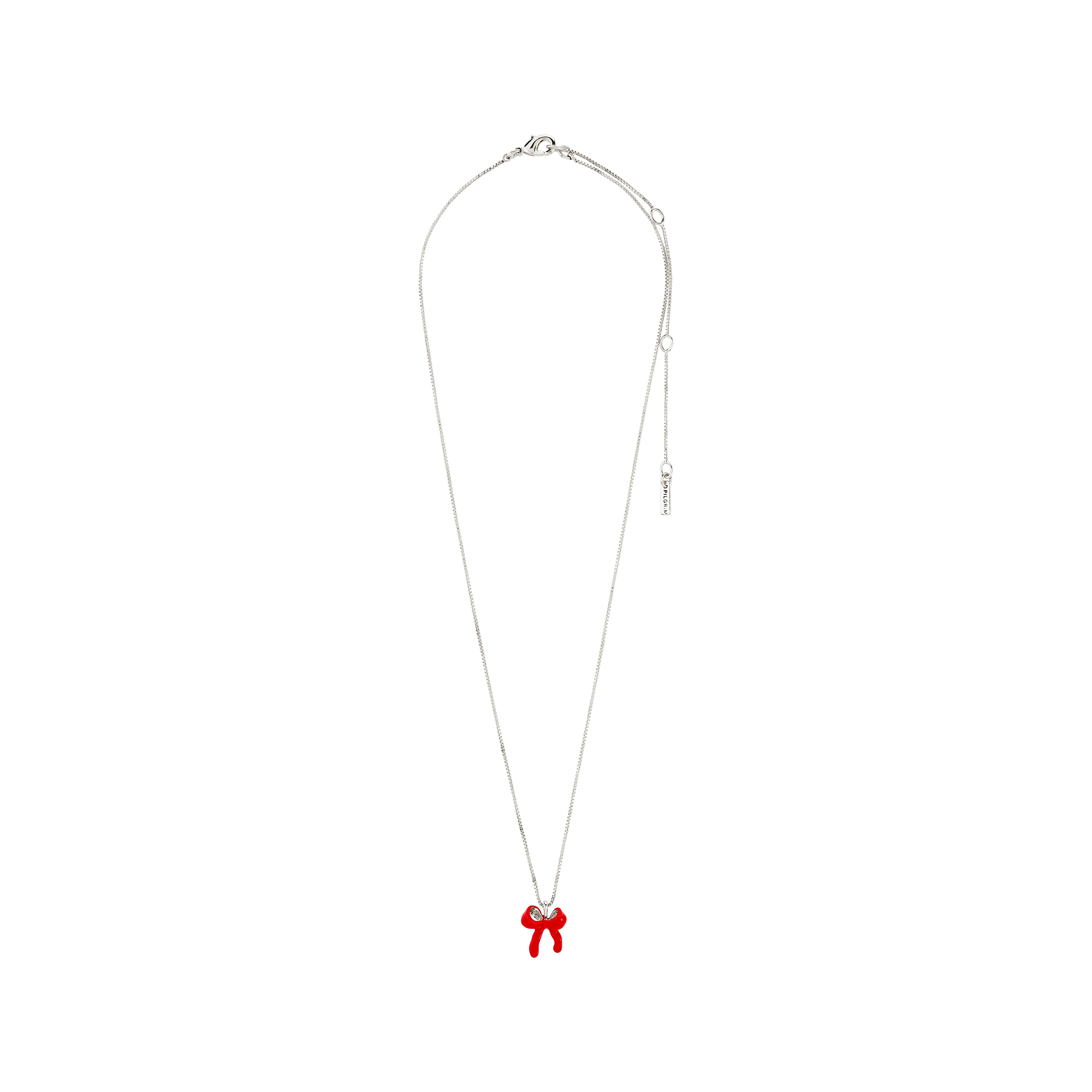 pilgrim-sigrun-halskette-versilbert-mit-roter-schleife-40-9-cm image 4