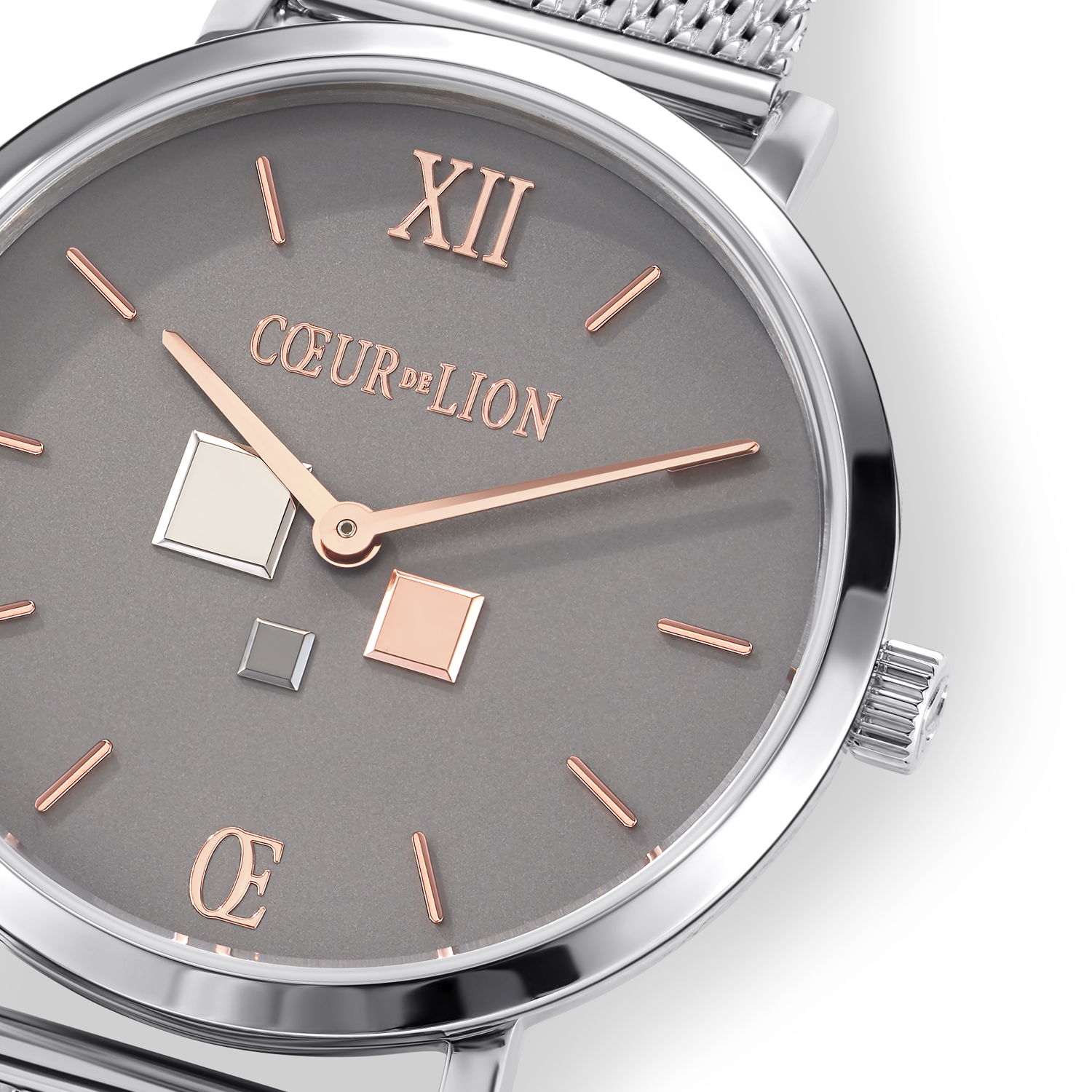 coeur-de-lion-uhr-rund-cool-grey-milanaise-edelstahl image 2