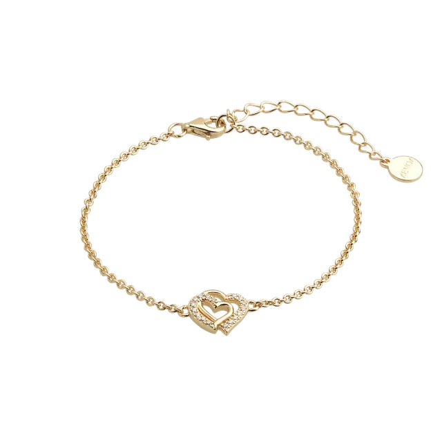 xenox-love-story-armband-925-sterlingsilber-18k-vergoldet-herz-zirkonia image 1