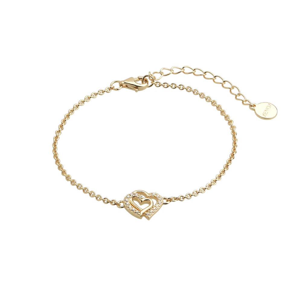 xenox-love-story-armband-925-sterlingsilber-18k-vergoldet-herz-zirkonia image 1