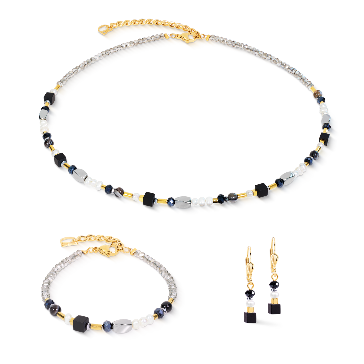 coeur-de-lion-armband-mosaic-night-gold-schwarz-mit-s-wasserperle-und-onyx image 3