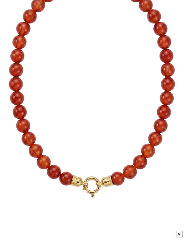 purelei-roter-achat-charm-kette-perlenkette-aus-echtem-achat-mit-charm-karabiner image 1