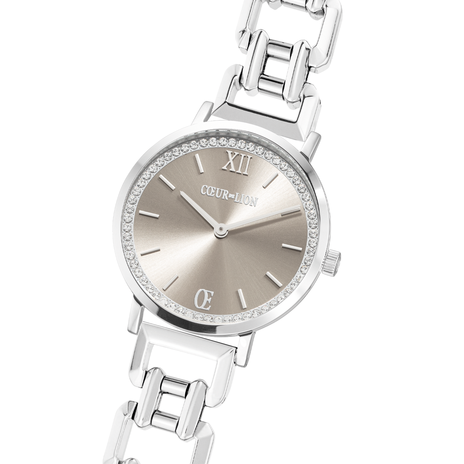 coeur-de-lion-uhr-rund-sparkling-graceful-greige-statement-silber-34-mm image 2