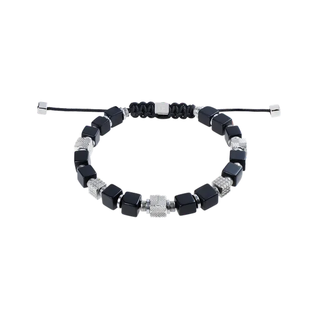 coeur-de-lion-geocube-armband-onyx-und-graphic-relief-edelstahl image 1