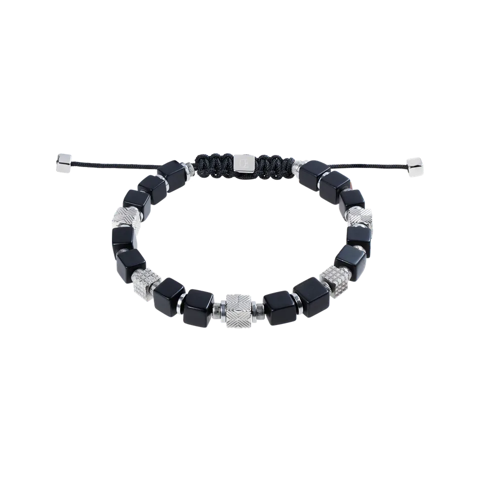 coeur-de-lion-geocube-armband-onyx-und-graphic-relief-edelstahl image 1