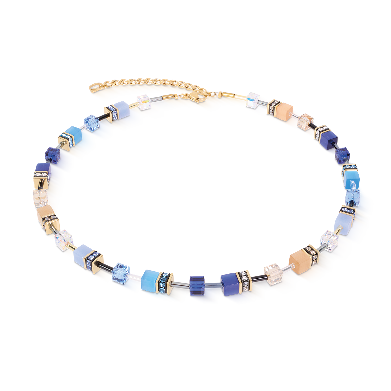 coeur-de-lion-geocube-iconic-halskette-azure-glow-gold-42-6-cm image 1