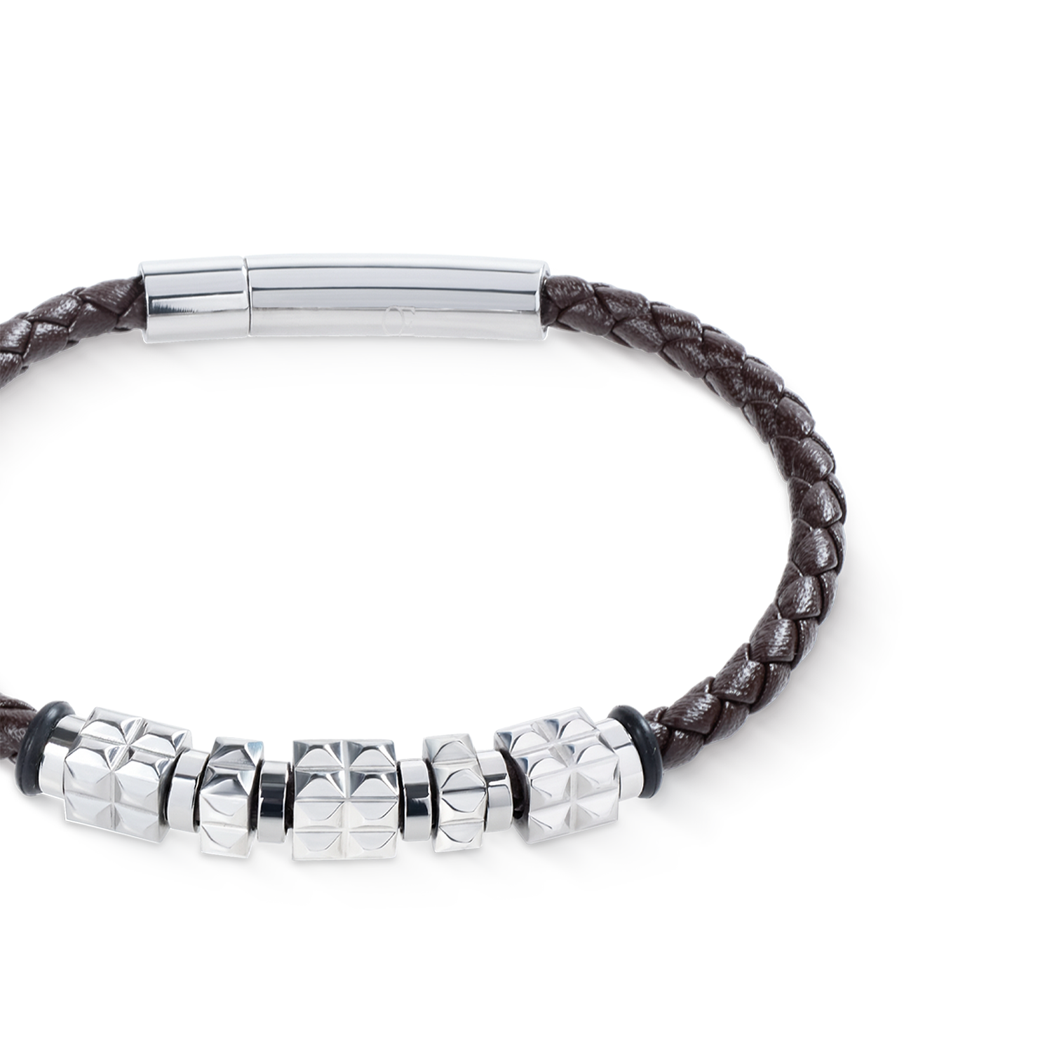 coeur-de-lion-armband-leder-braun-mit-edelstahl-spikes-cubes image 2