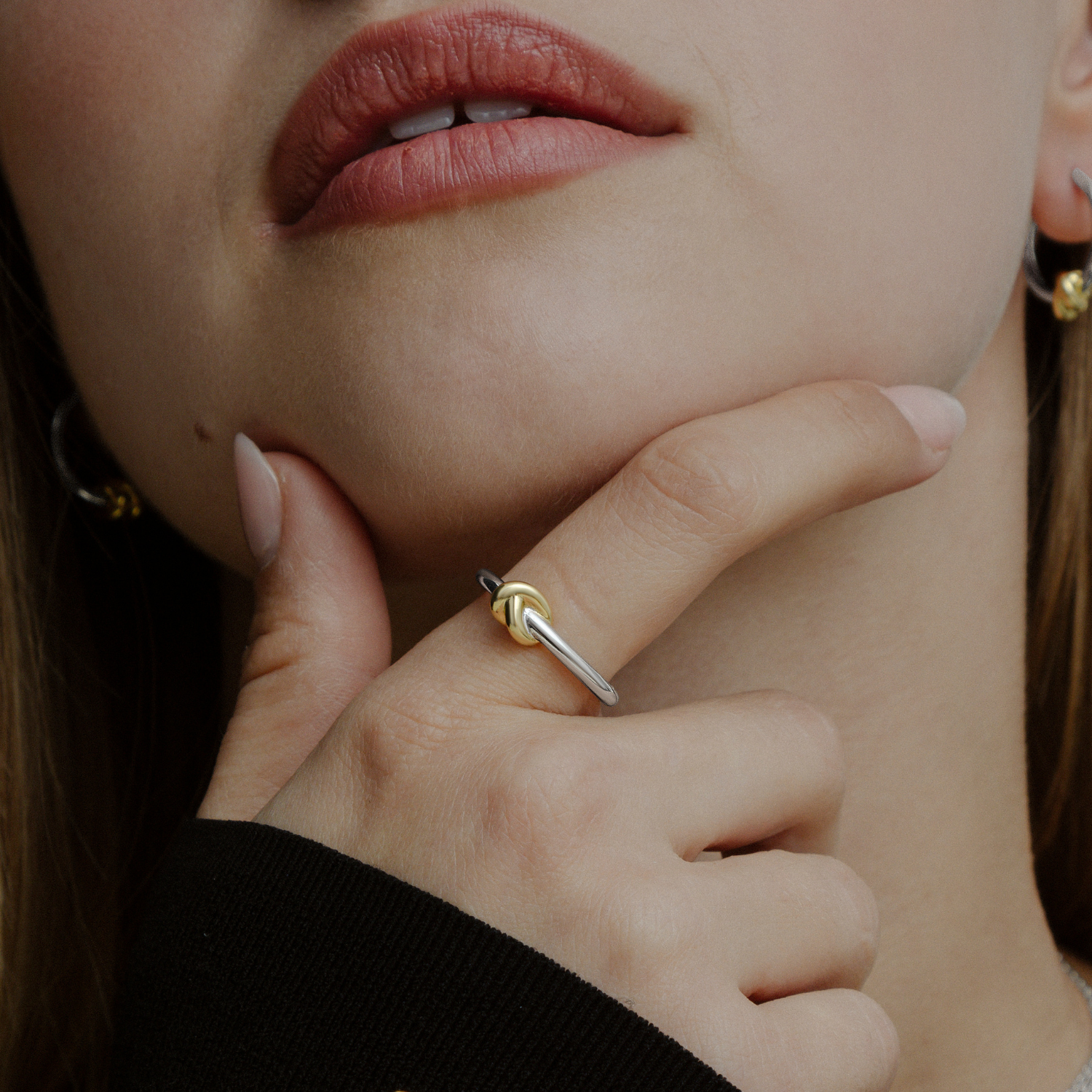 xenox-knotknot-ring-925-sterlingsilber-18k-vergoldet-bicolor image 2