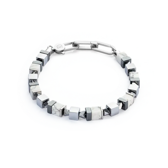 coeur-de-lion-armband-precious-cubes-wei-silber-edelstein-edelstahl image 1