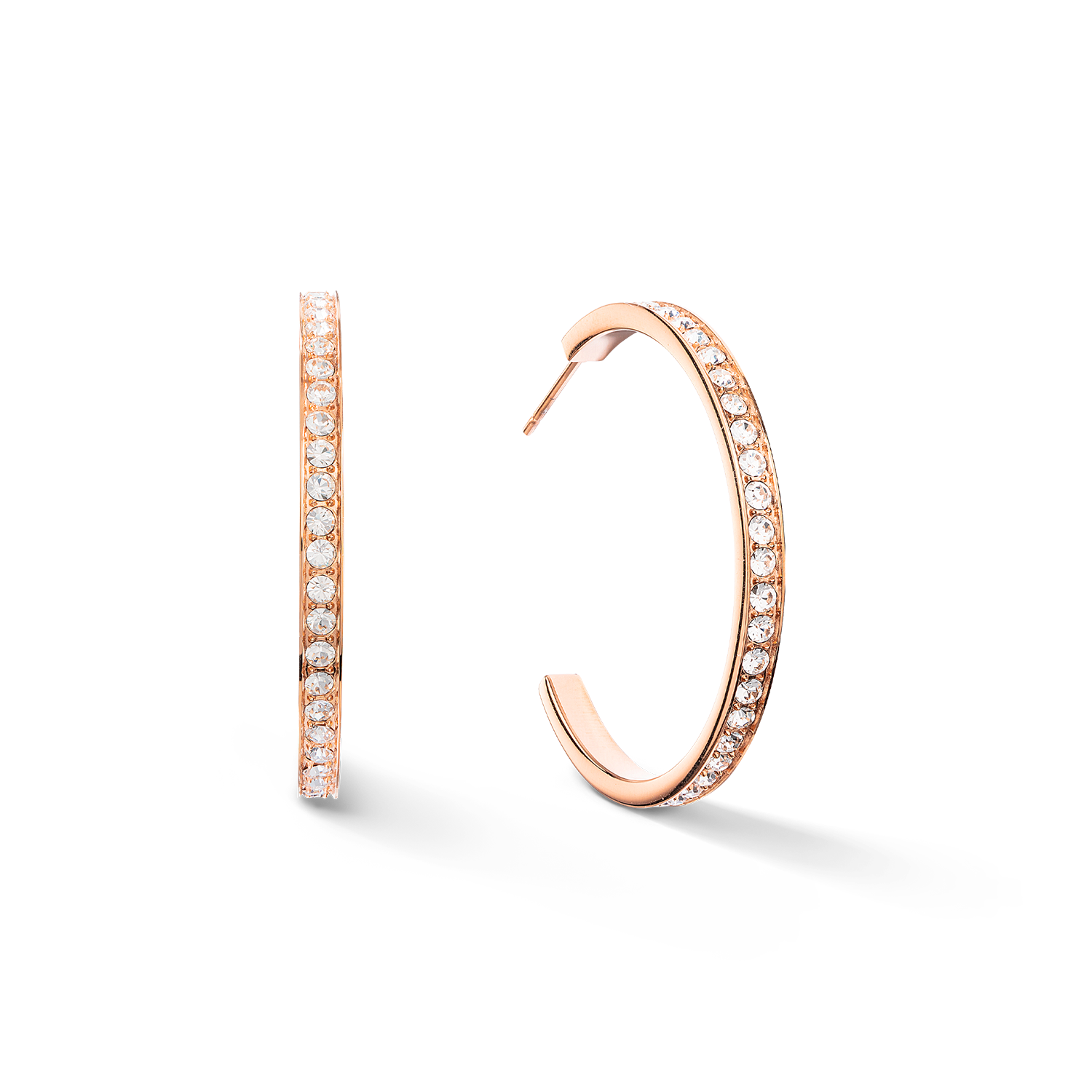 coeur-de-lion-ohrringe-creole-35-edelstahl-kristalle-ros-gold-3-5-cm image 1