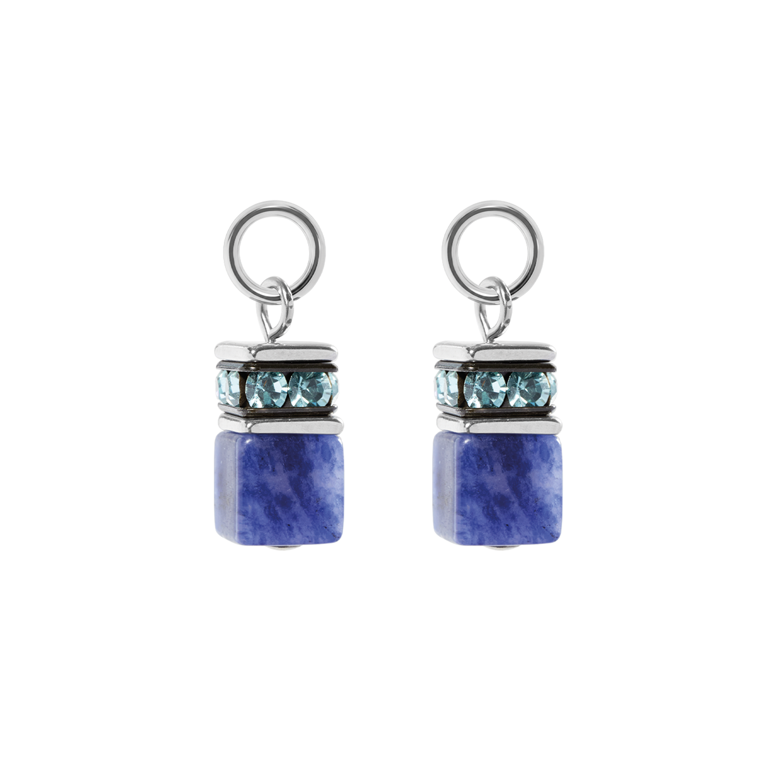coeur-de-lion-ear-me-up-charm-geocube-silber-blau-mit-sodalith-und-kristallen image 2