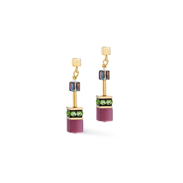 coeur-de-lion-geocube-iconic-ohrringe-art-nouveau-gold-violett-ros image 1