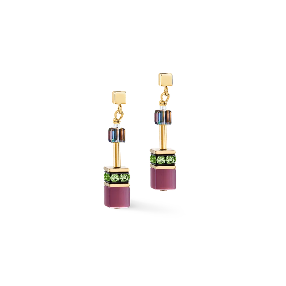 coeur-de-lion-geocube-iconic-ohrringe-art-nouveau-gold-violett-ros image 1