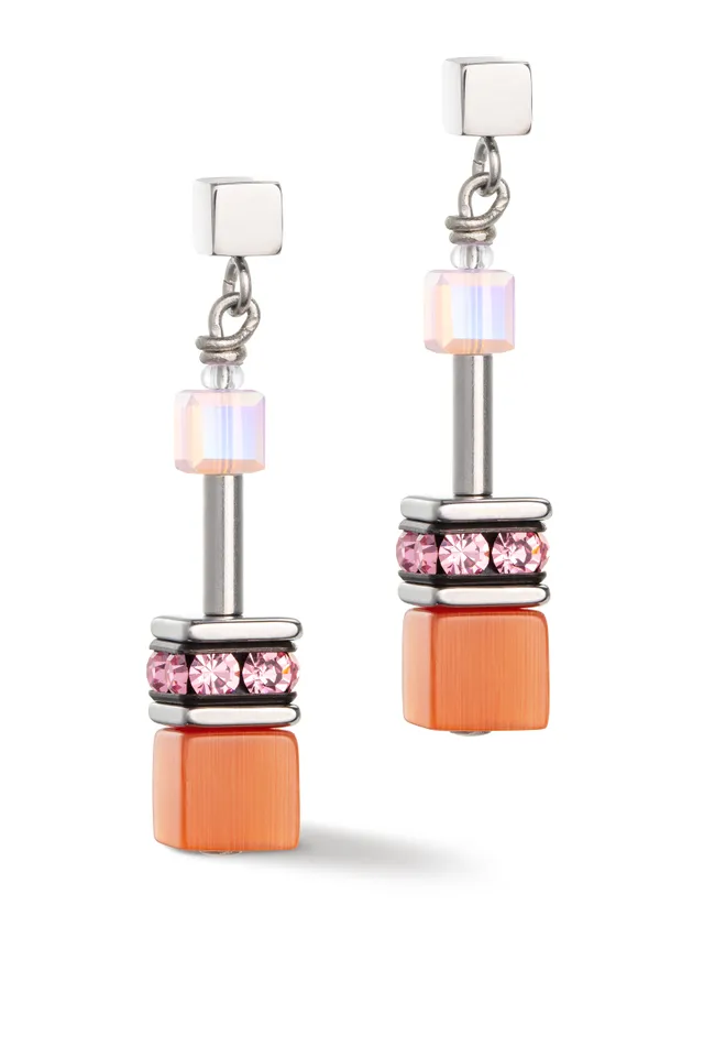 coeur-de-lion-geocube-iconic-joyful-colours-ohrstecker-rot-silber image 1