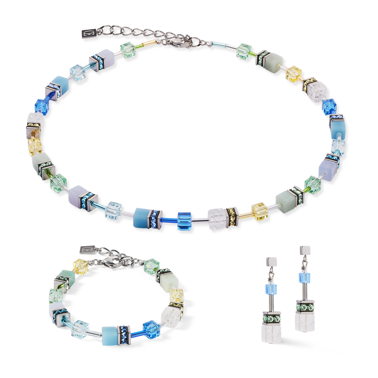 coeur-de-lion-geocube-iconic-precious-halskette-aqua-gr-n-silber-42cm-6cm image 3