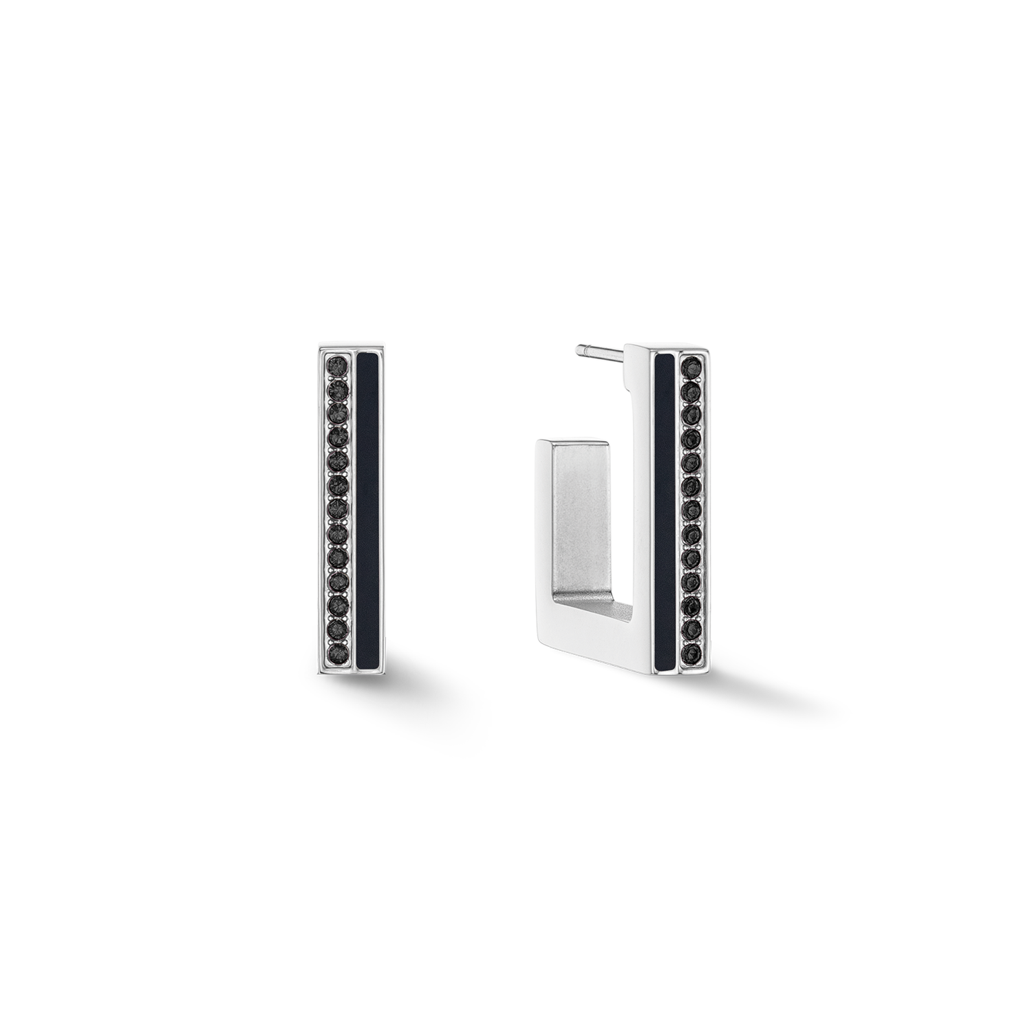 coeur-de-lion-ohrringe-creole-square-stripes-20-silber-schwarz image 1