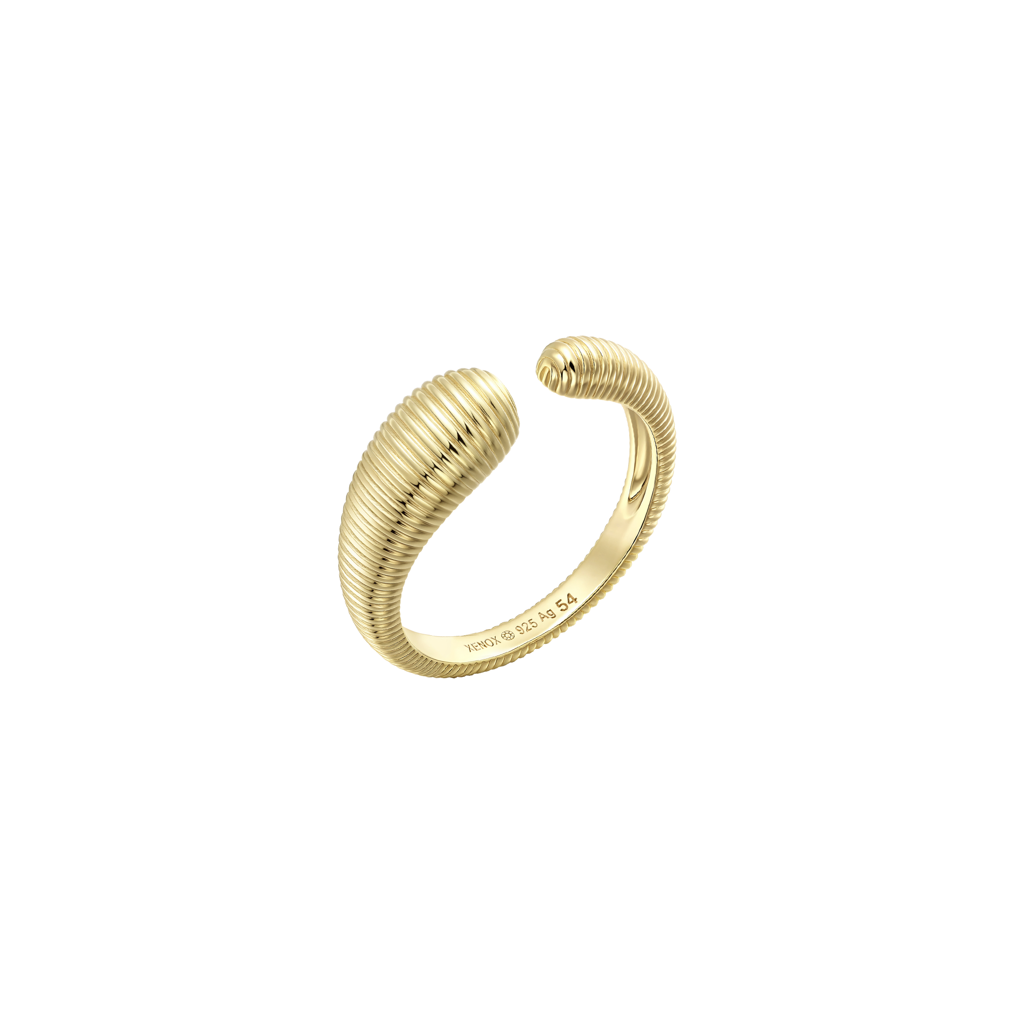 xenox-heartbeat-ring-925-sterlingsilber-rhodiniert-offen-geriffelt image 2