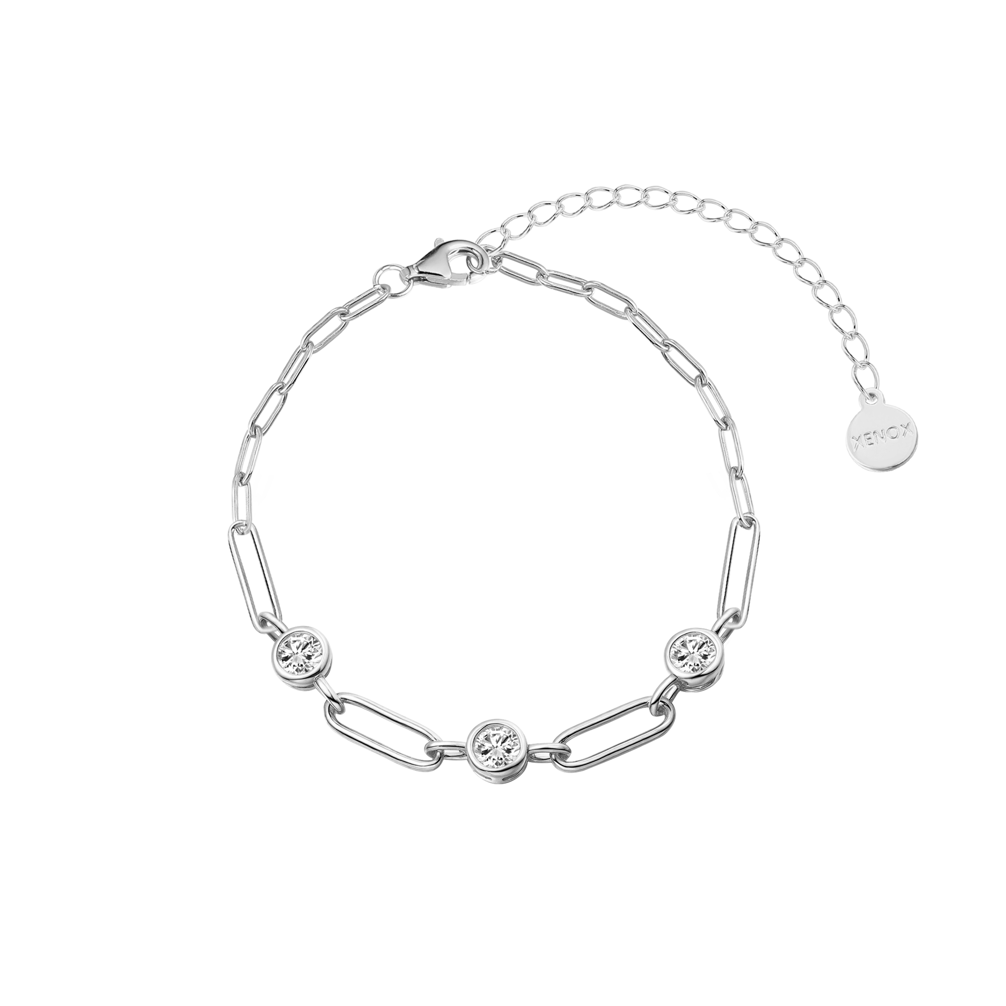 xenox-linked-armband-925-sterlingsilber-mit-3-zirkonia-rhodiniert image 1