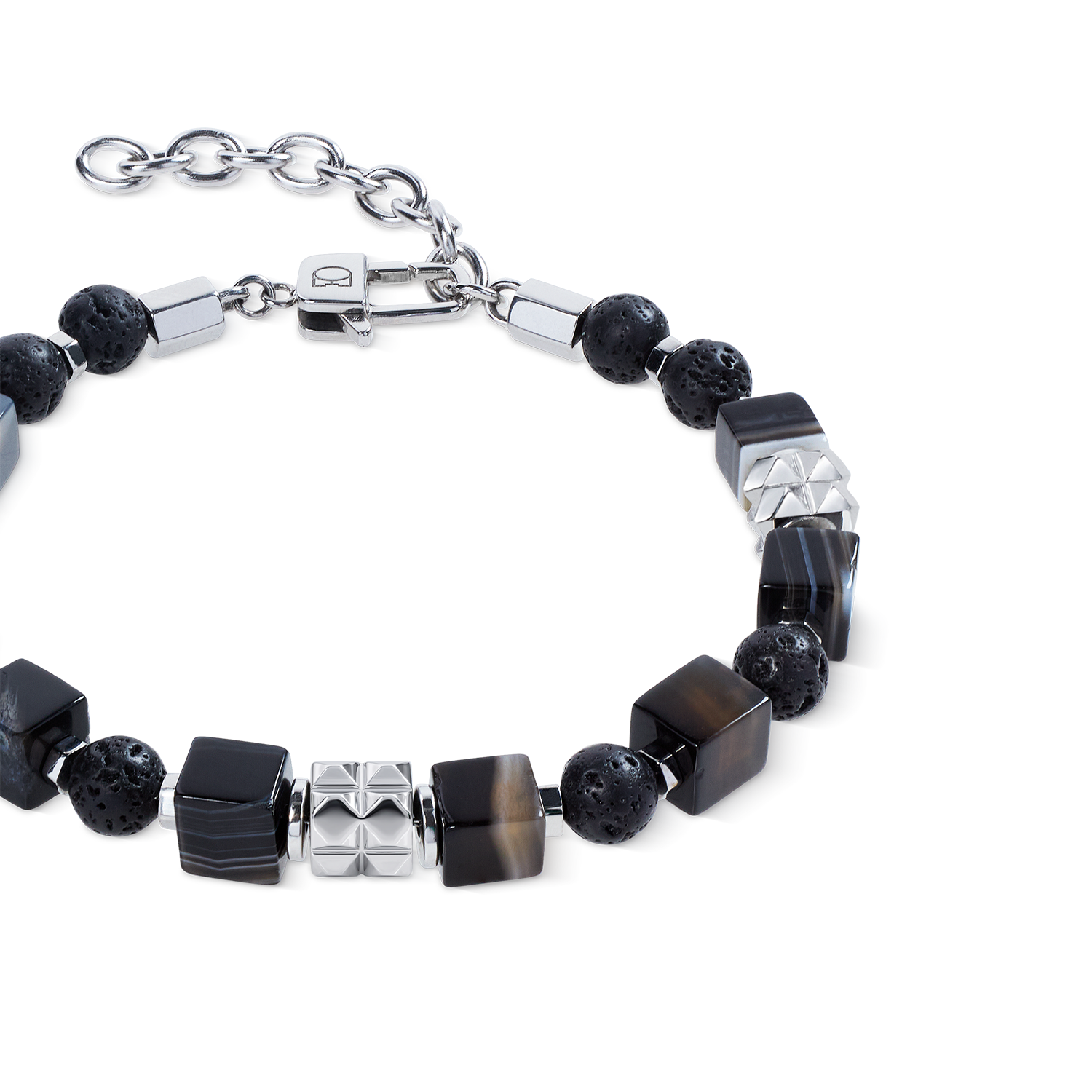 coeur-de-lion-spikes-herrenarmband-streifen-onyx-lava-edelstahl image 2