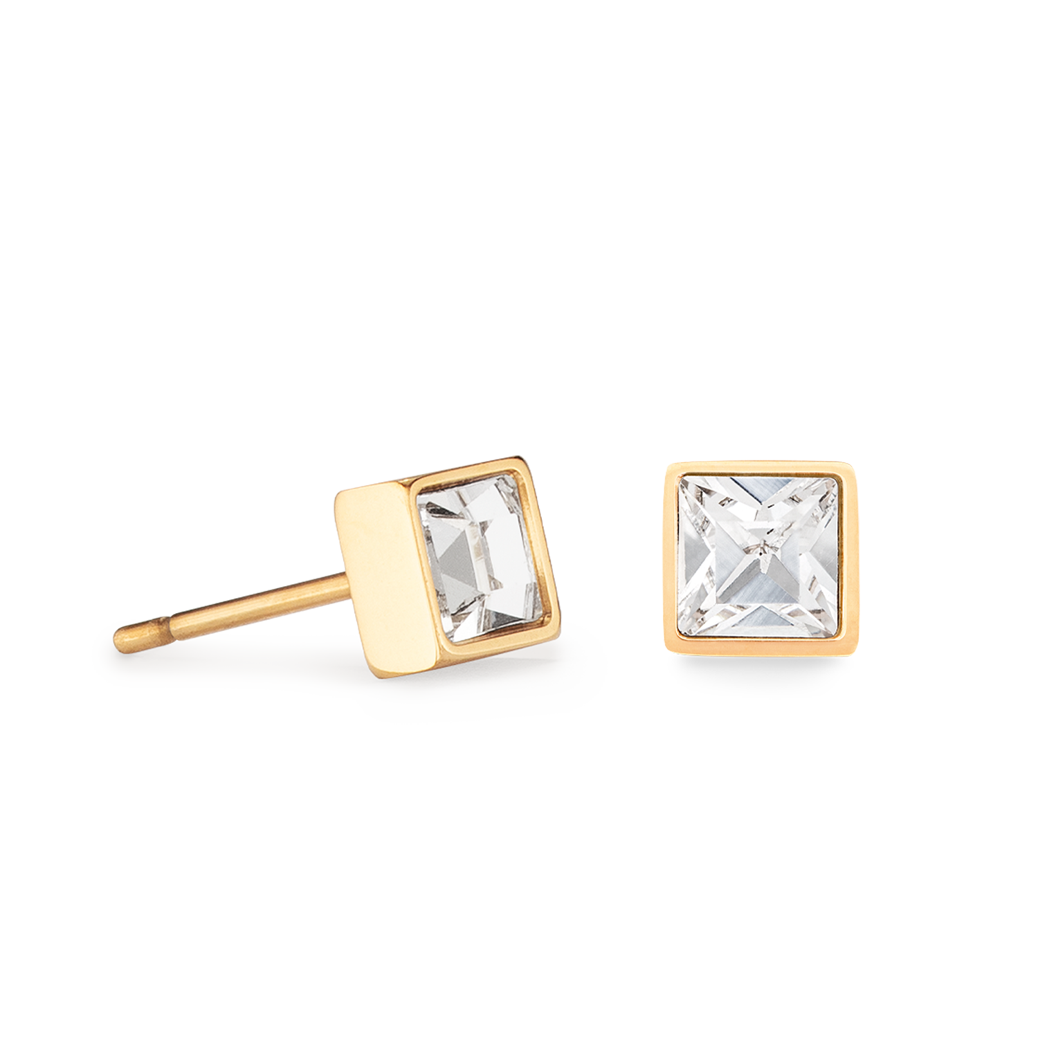 coeur-de-lion-brilliant-square-small-ohrringe-gold-kristall-ohrstecker-edelstahl image 2