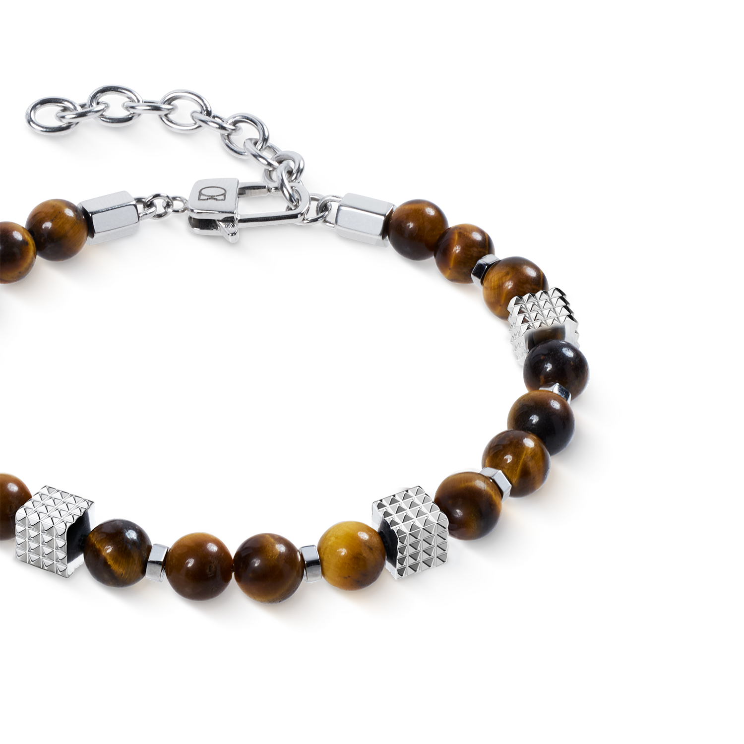 coeur-de-lion-armband-tigerauge-kugeln-mini-spikes-cubes-edelstahl image 2