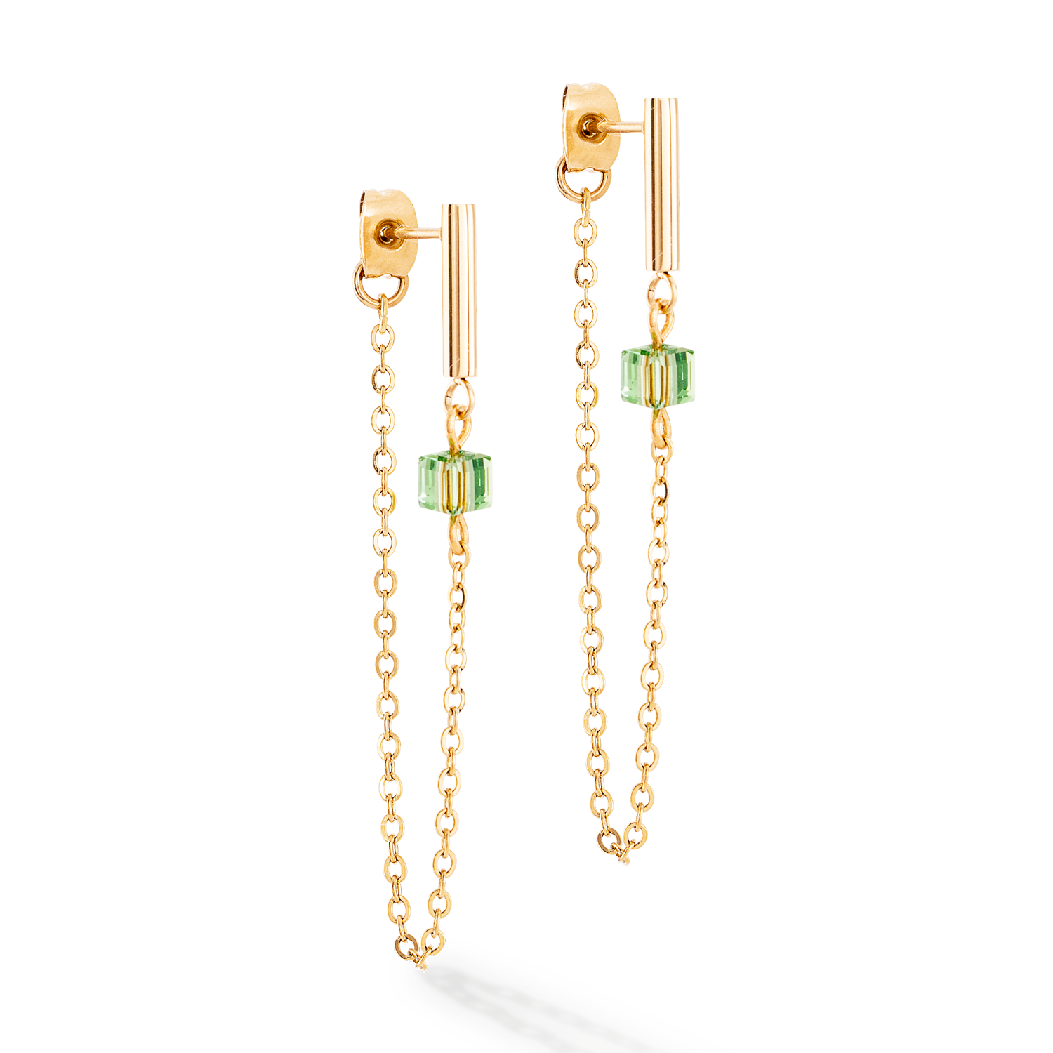 coeur-de-lion-geocube-mini-cubes-chain-ohrringe-gold-gr-n image 2