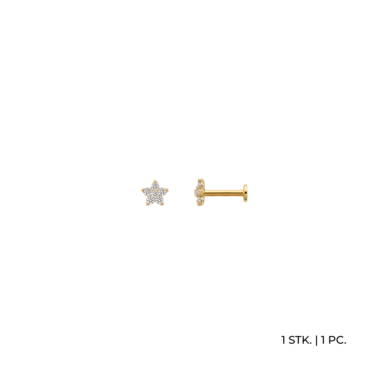 xenox-fine-star-piercing-585-gelbgold-mit-zirkonia-einzelpiercing image 1