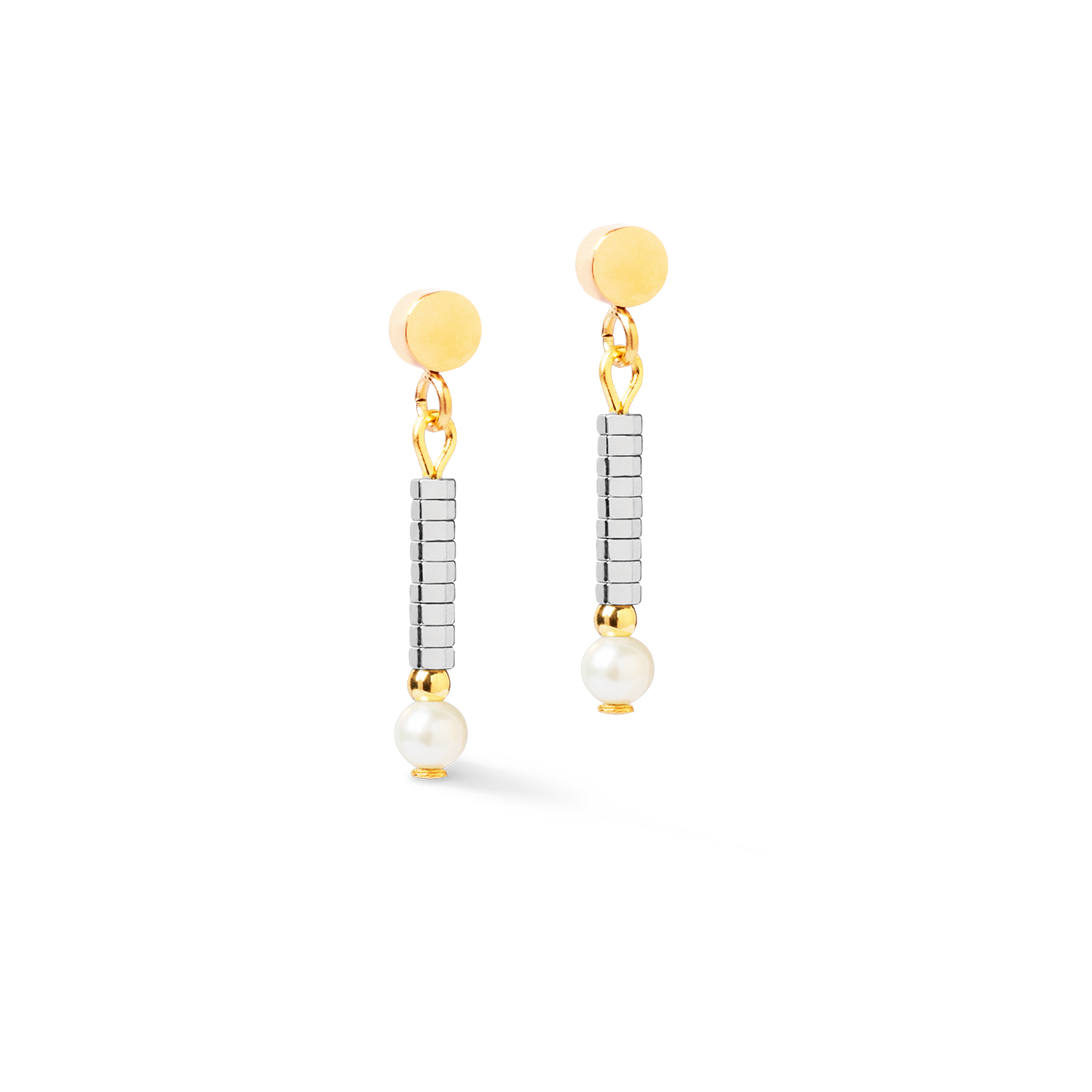 coeur-de-lion-edge-grace-ohrringe-silber-gold-mit-h-matit-und-perle image 2