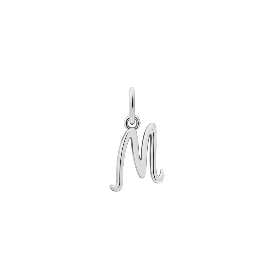 xenox-letter-m-italic-charm-925-sterling-silber-rhodiniert image 1