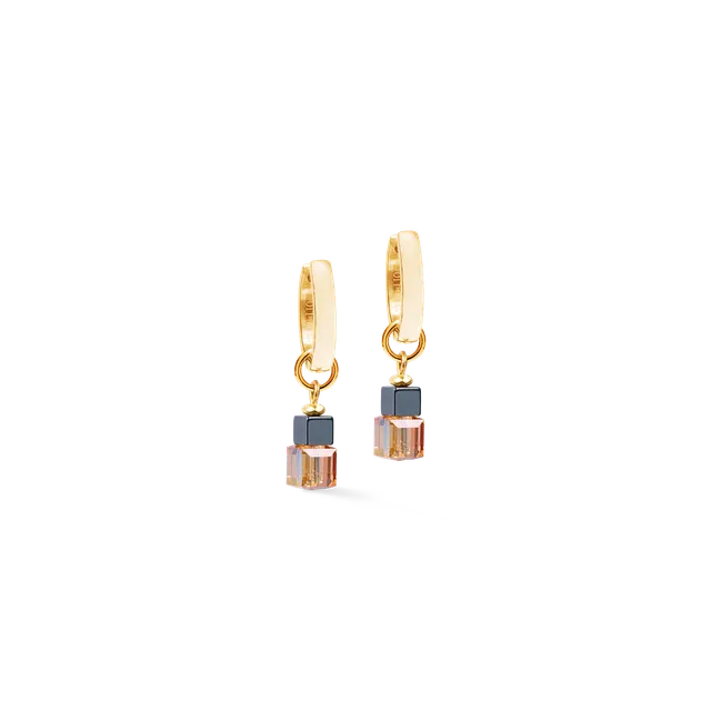 coeur-de-lion-cube-duet-creolen-earth-gold-creolen-mit-cube-anh-nger image 1