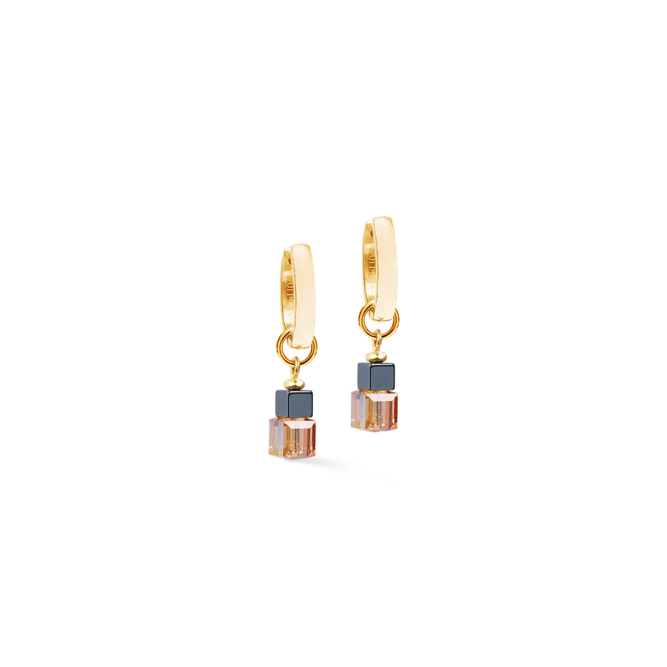 coeur-de-lion-cube-duet-creolen-earth-gold-creolen-mit-cube-anh-nger image 1
