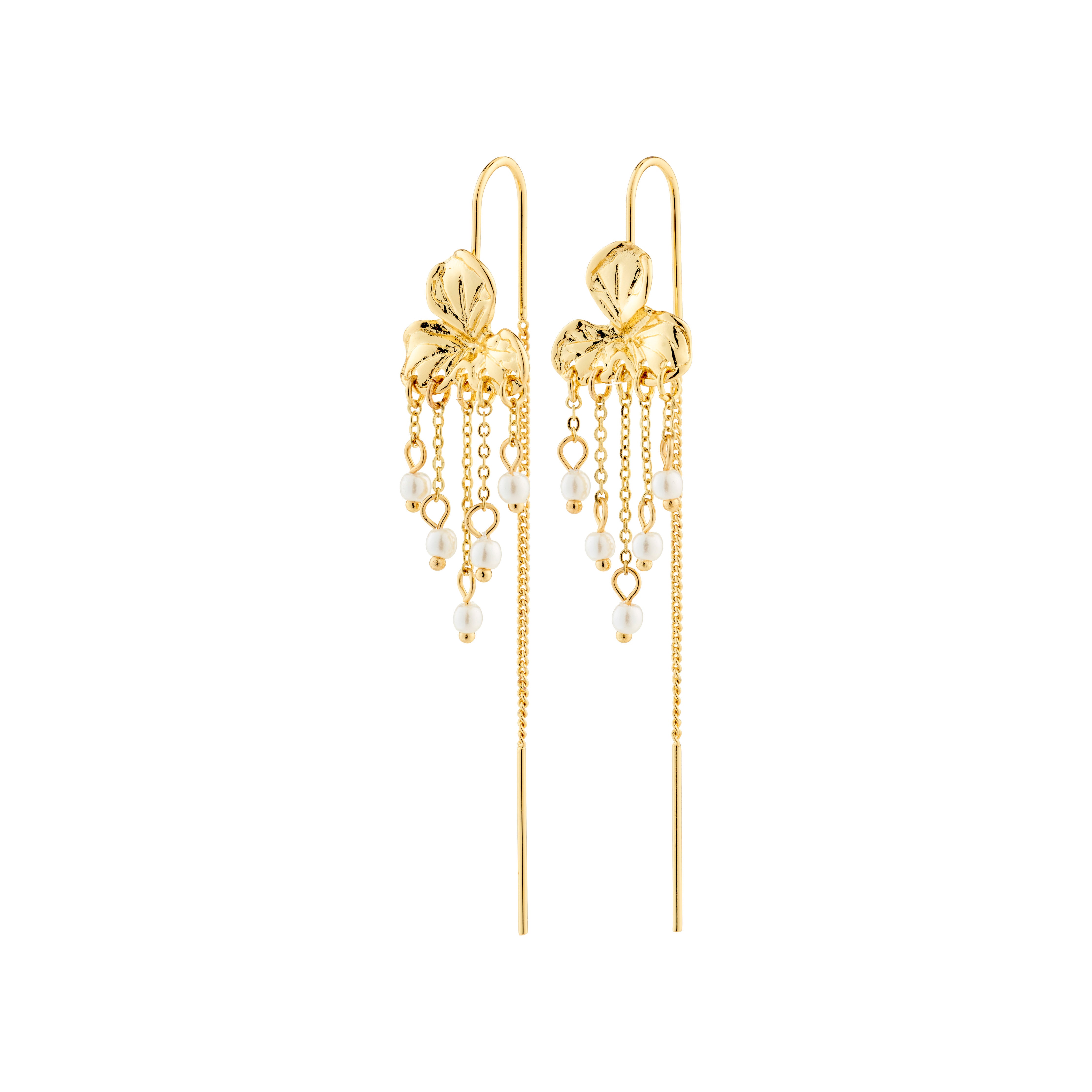 pilgrim-tyran-ketten-ohrringe-gold-plated-mit-kleeblatt-und-perlen image 1