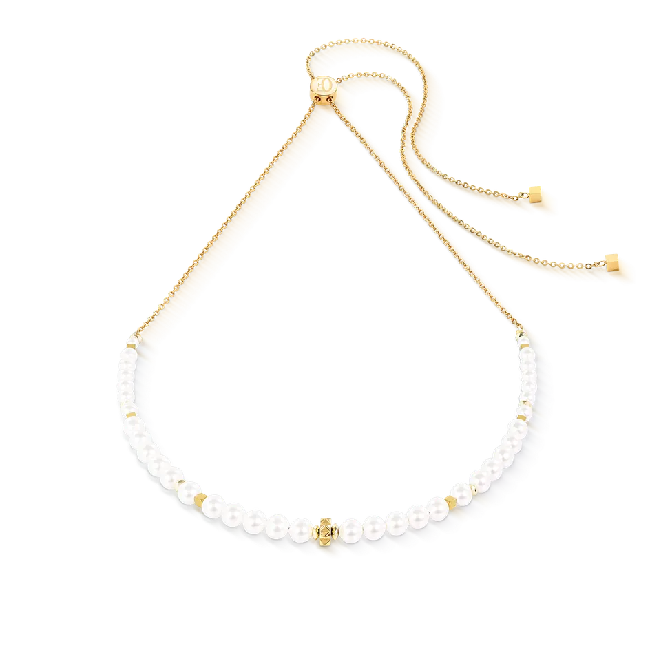 coeur-de-lion-slider-pearl-spike-halskette-gold-mit-crystal-pearls-30-70-cm image 1