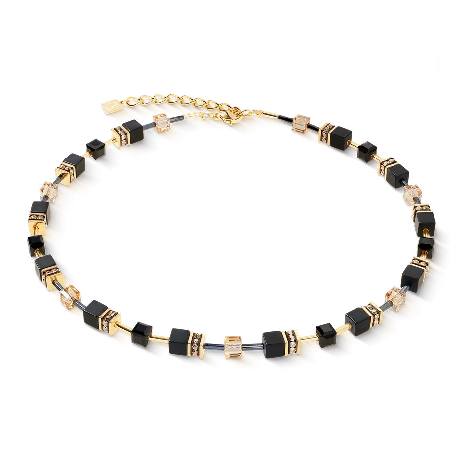 coeur-de-lion-geocube-halskette-onyx-schwarz-gold image 1