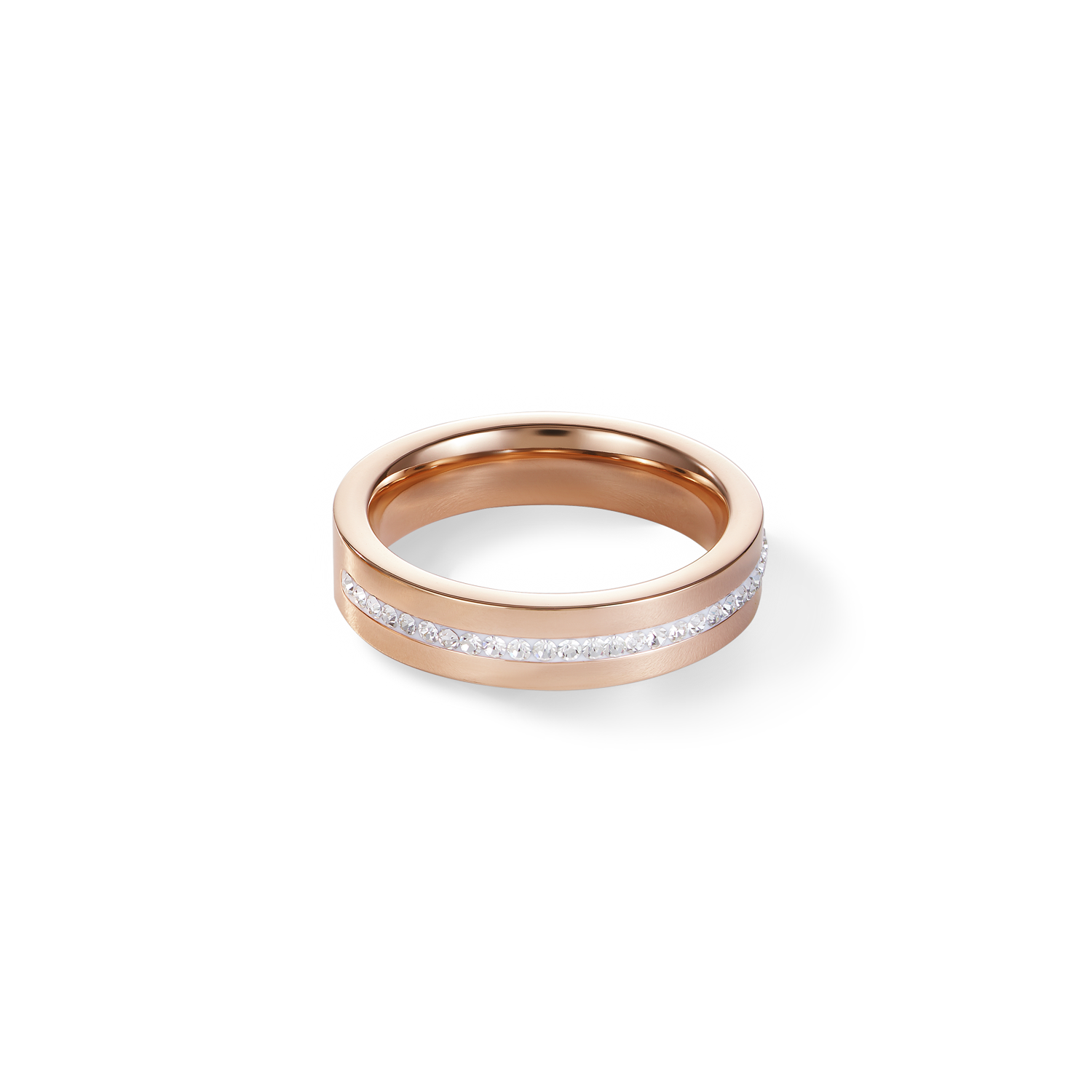 coeur-de-lion-iconic-ring-edelstahl-ros-gold-pav-streifen-kristall image 1