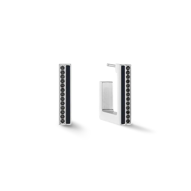 coeur-de-lion-ohrringe-creole-square-stripes-20-silber-schwarz image 1