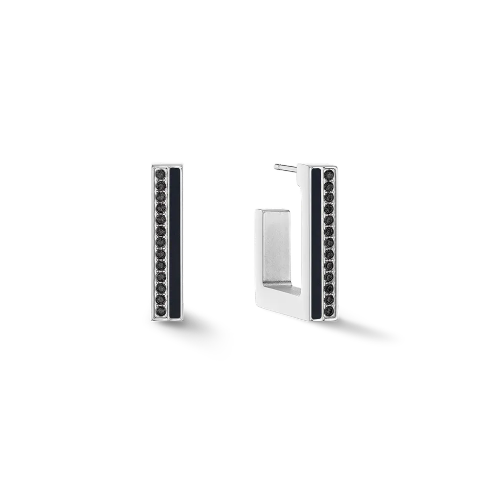 coeur-de-lion-ohrringe-creole-square-stripes-20-silber-schwarz image 1