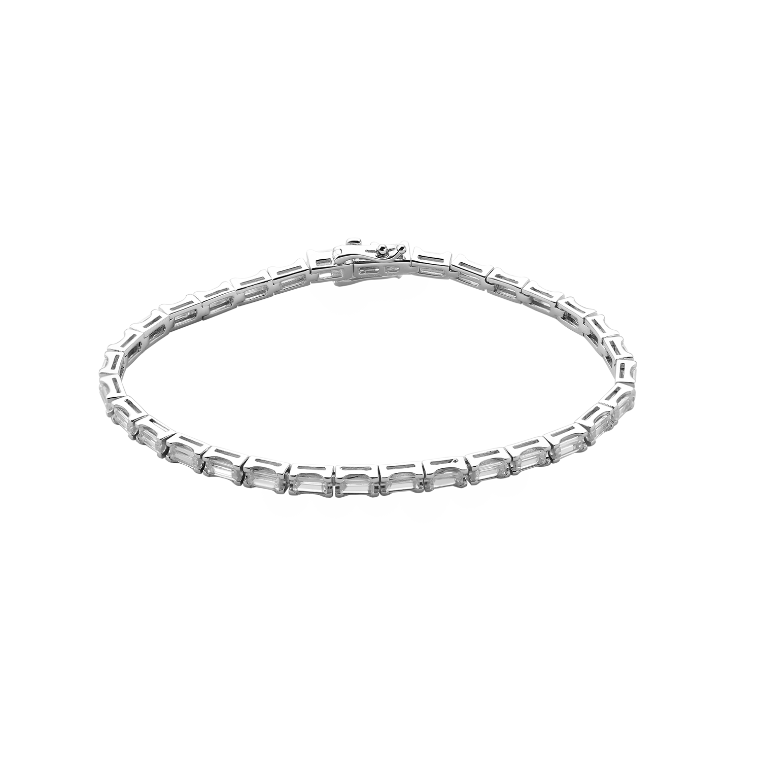 xenox-tennisarmband-925-sterlingsilber-rhodiniert-mit-zirkonia-baguette image 1