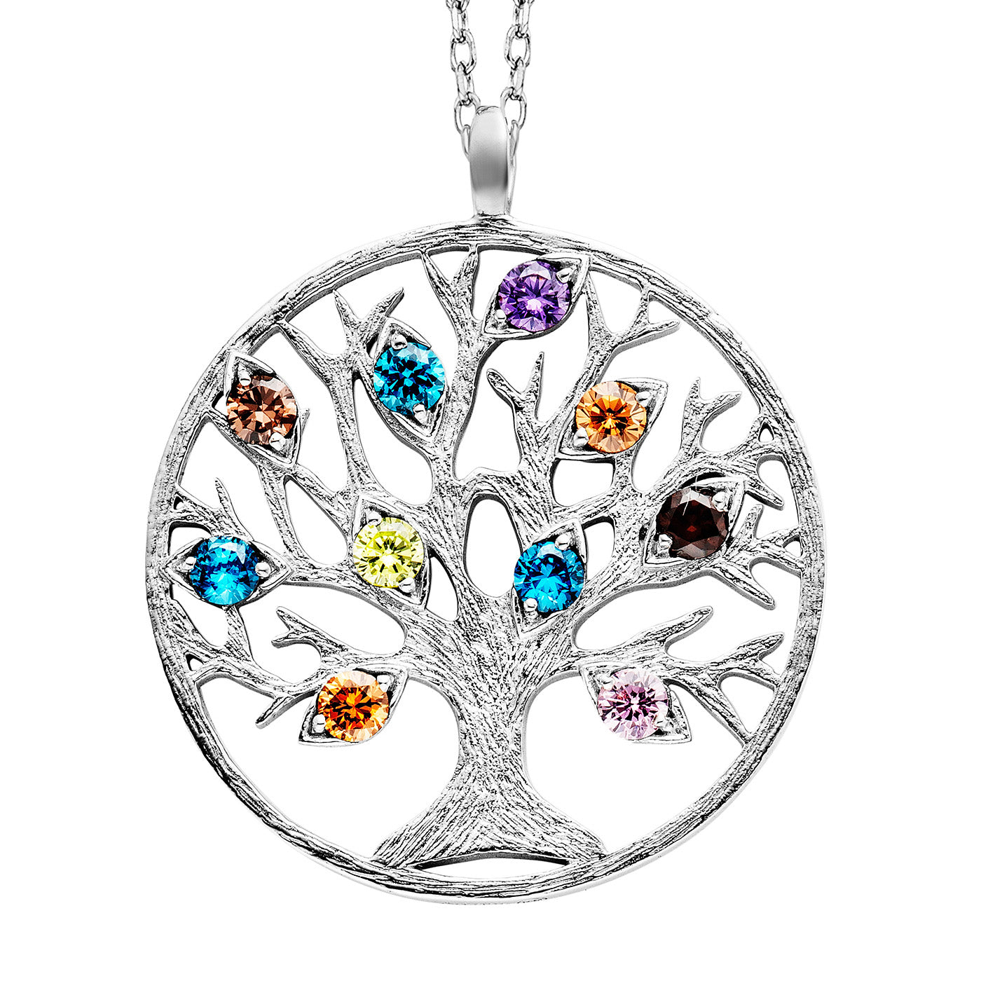 julie-julsen-kette-mit-anh-nger-lebensbaum-silber-mit-10-bunten-zirkonia image 3