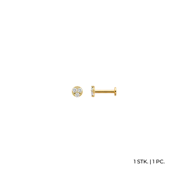 xenox-fine-trio-spark-piercing-585-gelbgold-mit-zirkonia-einzel-ohrstecker image 1
