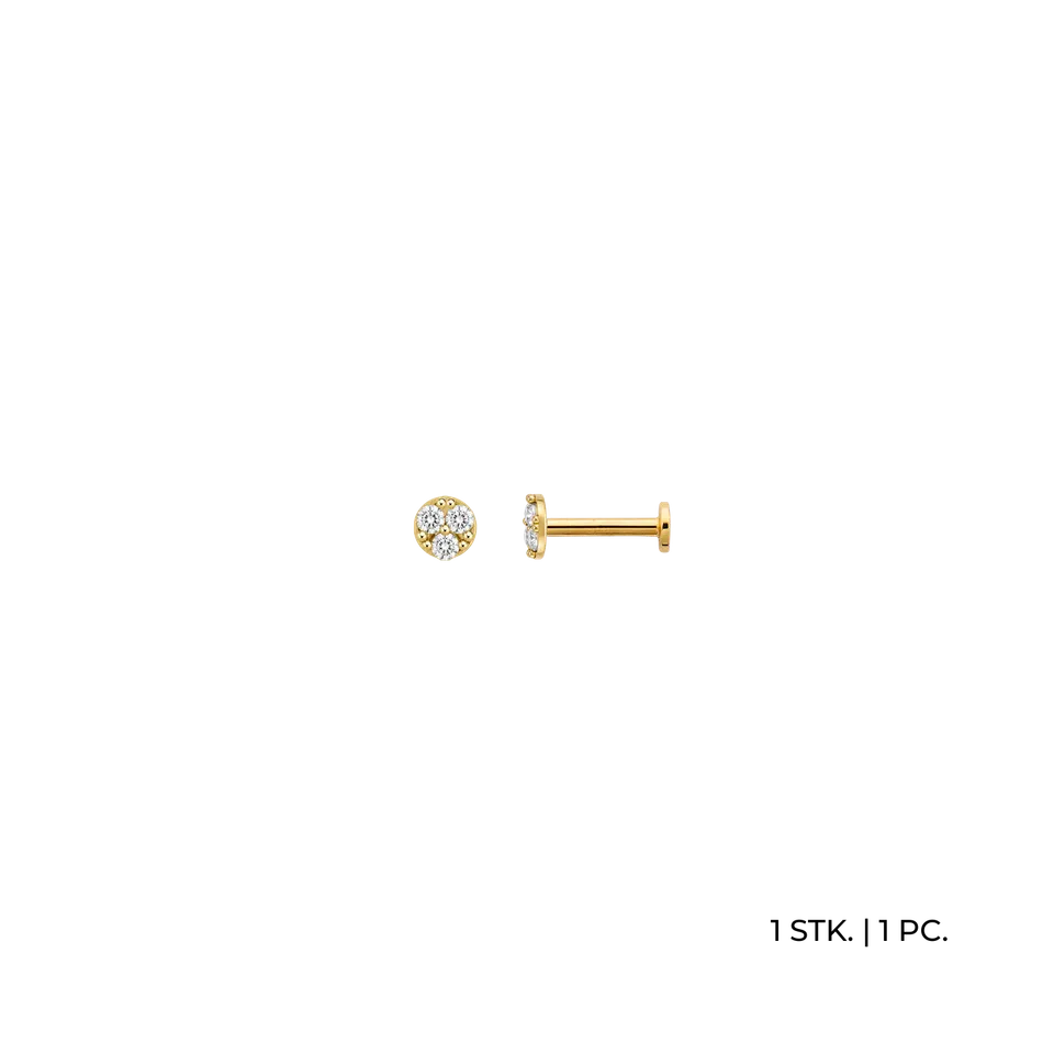 xenox-fine-trio-spark-piercing-585-gelbgold-mit-zirkonia-einzel-ohrstecker image 1
