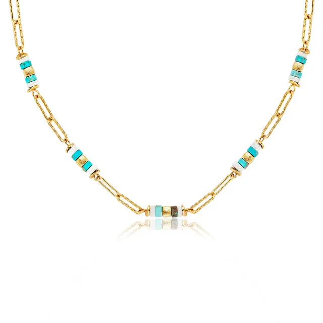 julie-julsen-loving-stones-kette-40-5-cm-t-rkis-jaspis-howlith-vergoldet image 1