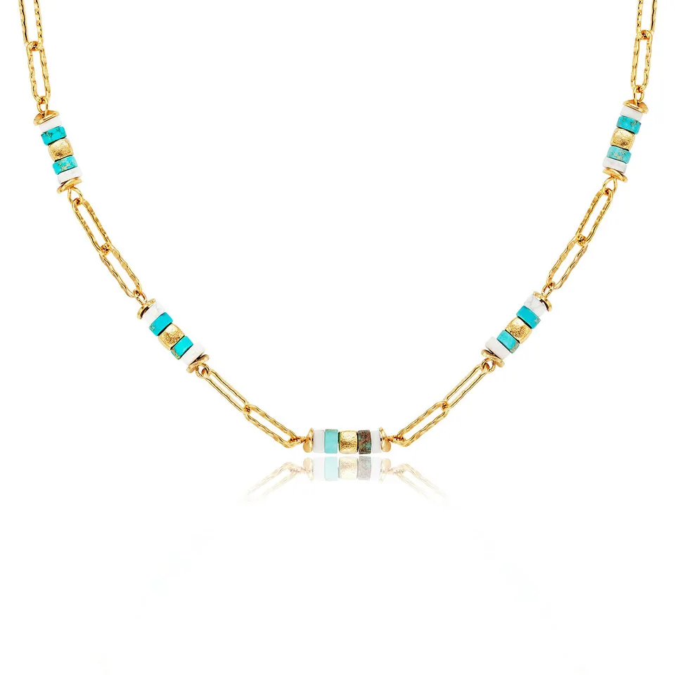 julie-julsen-loving-stones-kette-40-5-cm-t-rkis-jaspis-howlith-vergoldet image 1