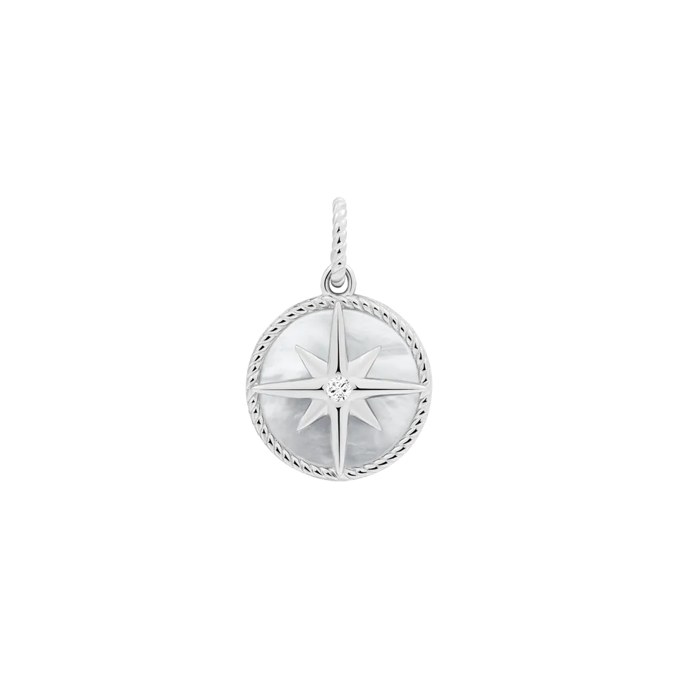 xenox-star-charm-925-sterlingsilber-rhodiniert-mit-perlmutt-und-zirkonia image 1