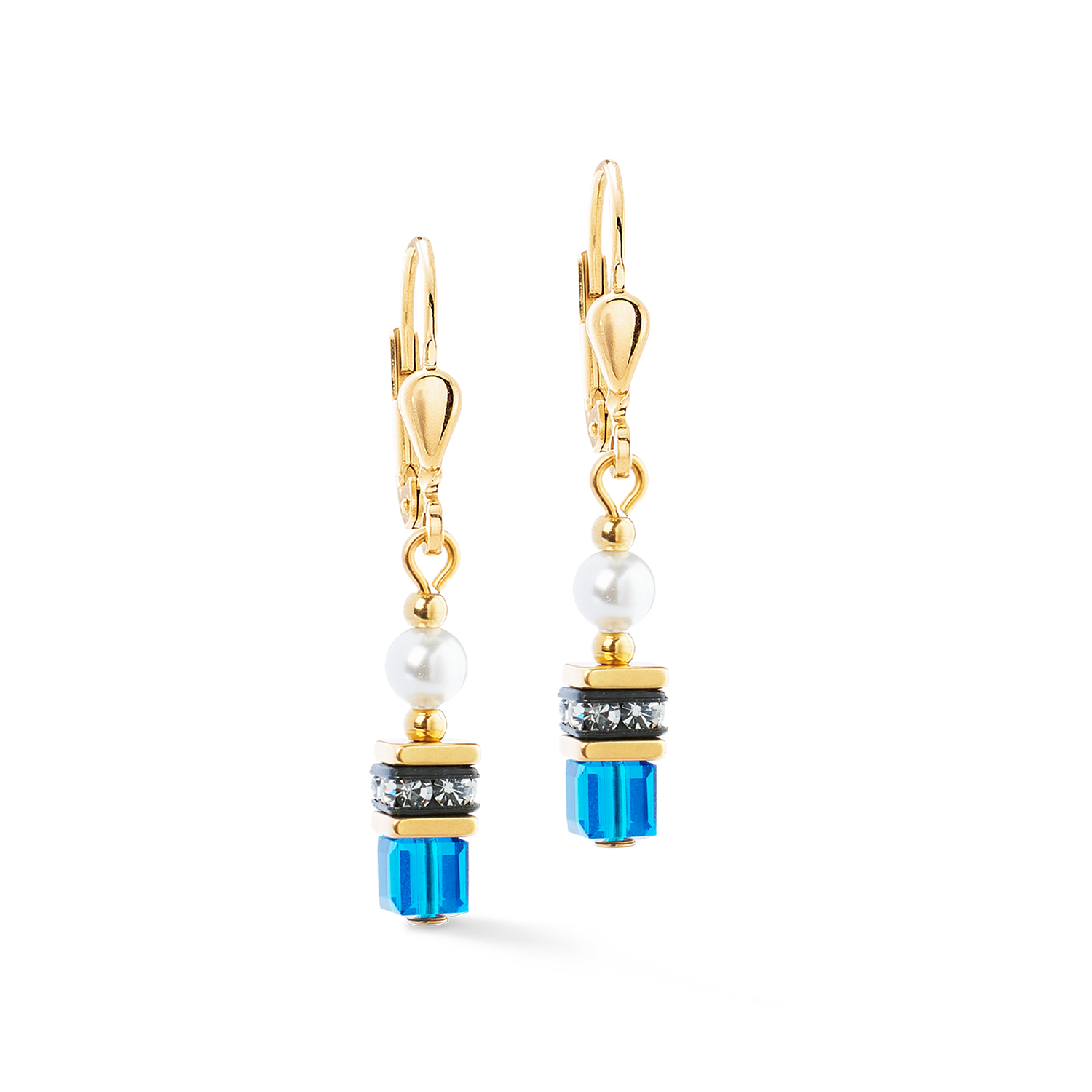 coeur-de-lion-iconic-ohrringe-sparkling-princess-couture-blau-wei-gold image 2