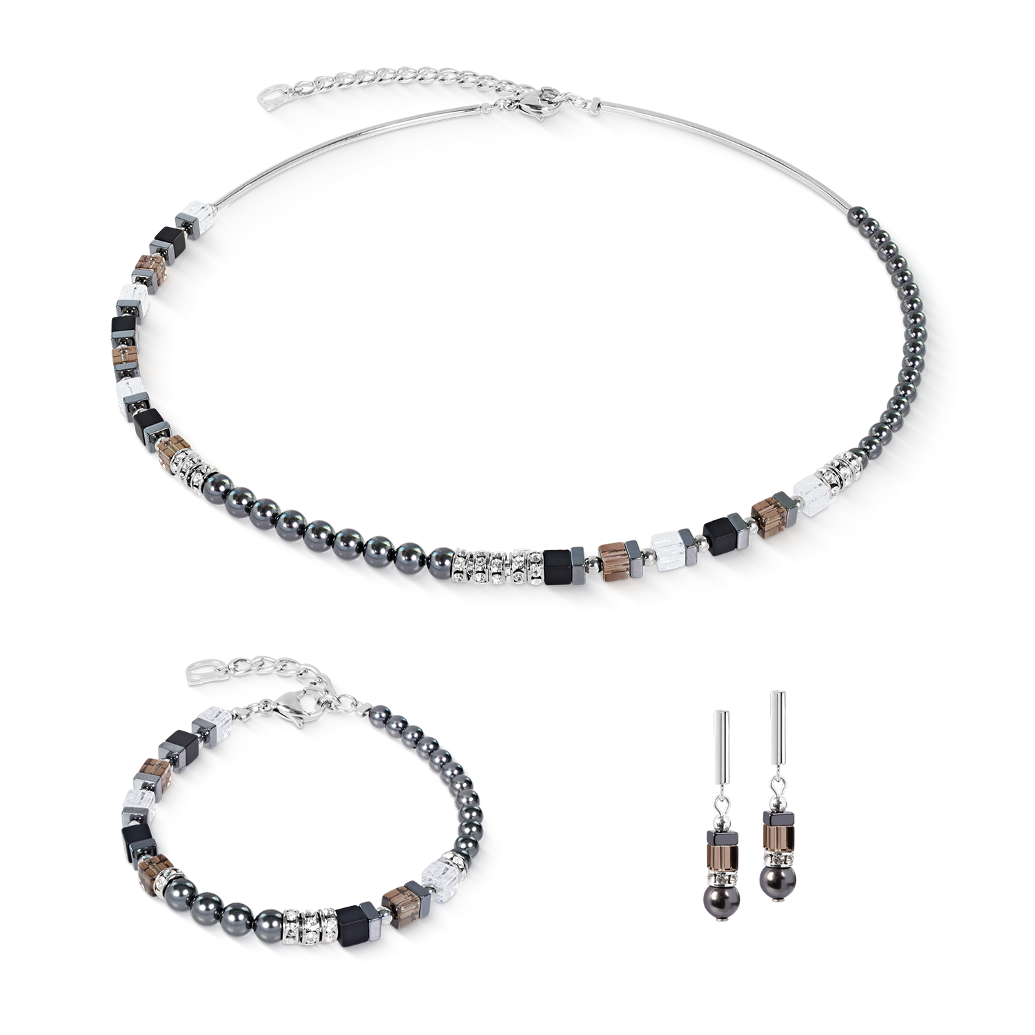 coeur-de-lion-ohrringe-precious-fusion-offset-grau-silber image 3