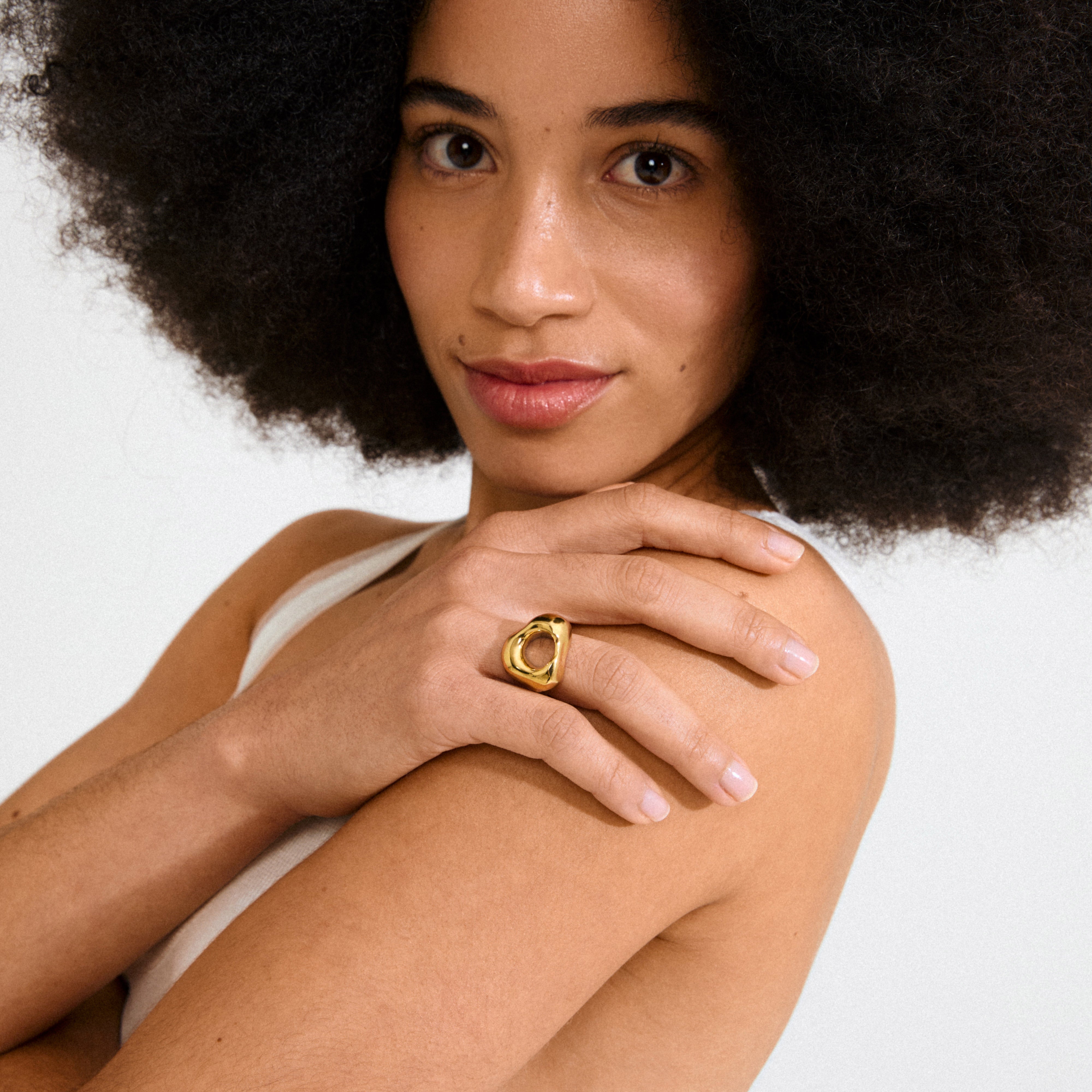 pilgrim-free-ring-goldplattiert-verstellbar-organischer-statement-ring image 2