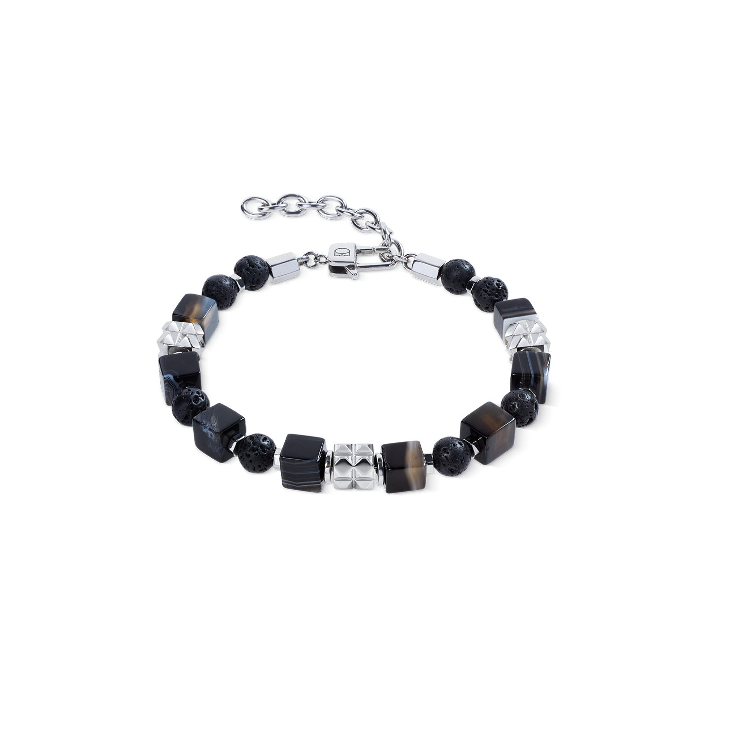 coeur-de-lion-spikes-herrenarmband-streifen-onyx-lava-edelstahl image 1