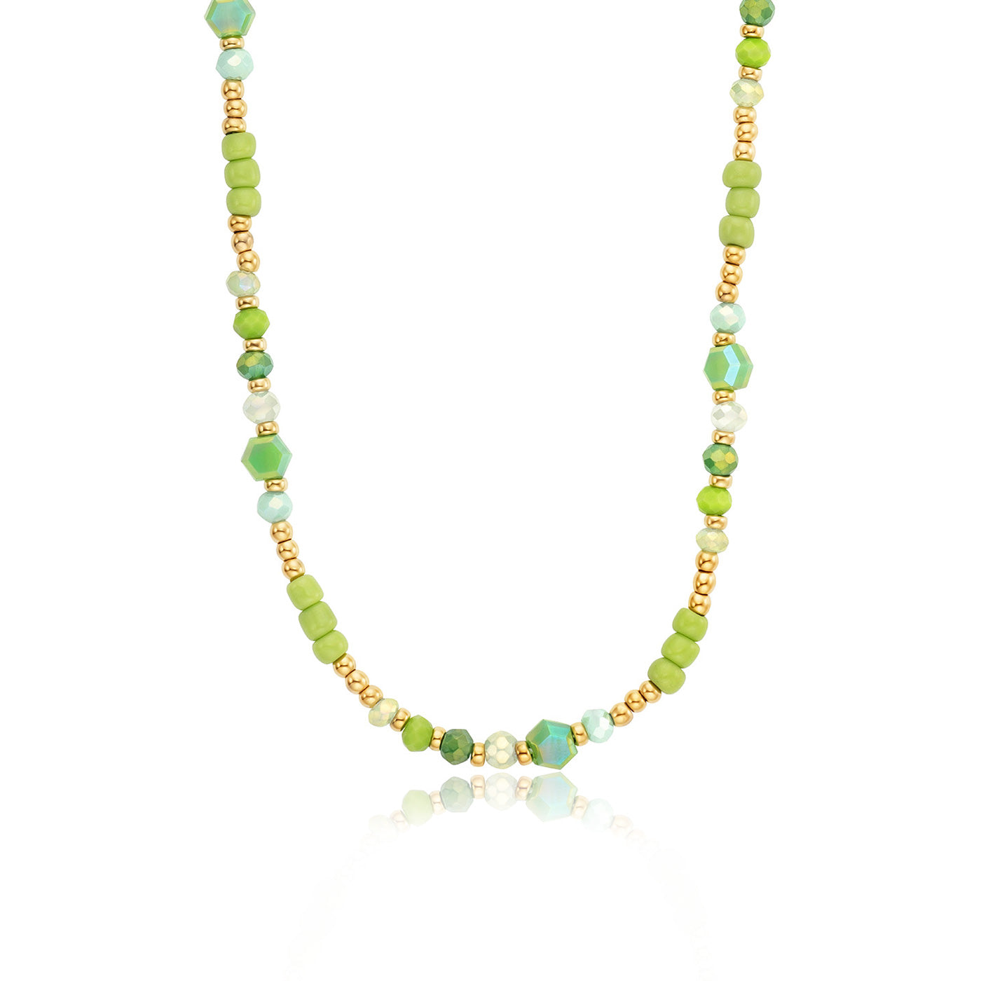 julie-julsen-kids-halskette-crystal-line-edelstahl-vergoldet-mit-gr-nen-glasperl image 1