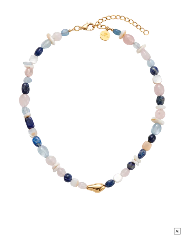 purelei-island-spirit-kette-mit-naturstein-aquamarin-perlmutt-lapislazuli-und-ro image 1